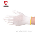 Hespax White Polyester PU Antistatic Household Hand Gloves